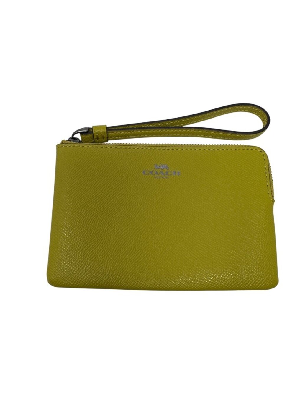 Coach Yellow Leather Wristlet With Corner Zip Closure & Card Slots